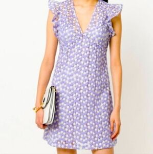Michael Kors Women's Purple Floral-embroidered Mesh Mini Dress